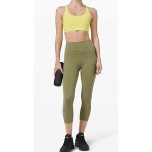 Lululemon Wunder Train High Rise Crop 21 Bronze Green Leggings Size 6